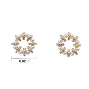 Millet Beads Microinlaid Zircon Pearl Earrings, 925 Tremella Needle, 18K Gold Plated