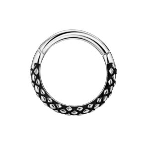 8mm Silver 316L Surgical Steel Septum Rings Nose Piercing Ring Black Hinged Nose Rings Hoop Cartilage Earring Lobe Tragus Daith Rook Helix Piercing Jewelry 16 Gauge Septum Clicker Lip Rings Snakeskin