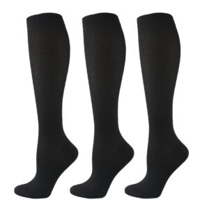 HYCOPROT Compression Socks for Women & Men Circulation (3 Pairs) 15-20 mmHg for Athletics Running Nurses Pregnancy Travel