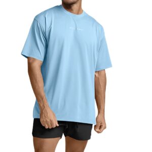 YawYews Men’s Fashion Athletic T-Shirts Short Sleeve Casual Tee Plain Loose Workout Gym Streetwear Shirts Blue