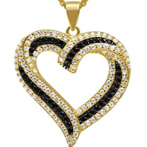 AceLay Necklaces for Women,14K Gold Plated Heart Necklace,18" Chain,Solid 925 Sterling Silver Heart Necklace with AAA+ Cubic Zirconia, Sterling Silver, Cubic Zirconia