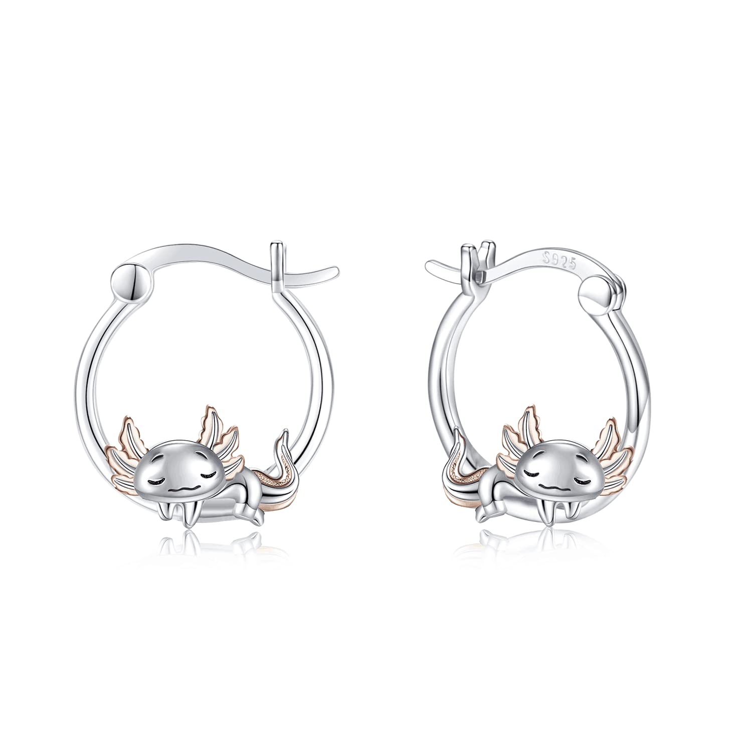 Axolotl Hoop Earrings Hypoallergenic 925 Sterling Silver Cute Animal Mexican Axolotl Earring for Women Axolotl Jewelry Gifts