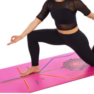 LIFORME Yoga & Yoga Pad Bundle Pack – Patented Alignment System, Eco-Friendly, Non-Slip Warrior-Grip, Made with Natural Rubber, Thick, Sweat Resistant, Comfortable - Grateful Pink