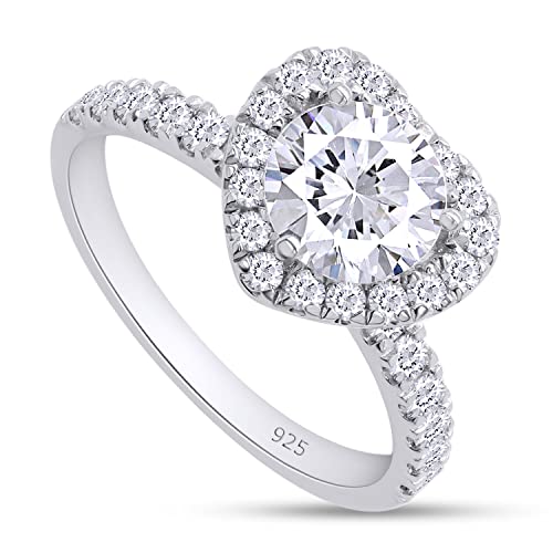 SAVEARTH DIAMONDS Lab Created Diamond Moissanite Engagement Rings for Women Wedding Rings 1.40ct D Color VVS1 Clarity Round Cut Moissanite Ring in 18K White Gold Plated 925 Sterling Silver Size-7