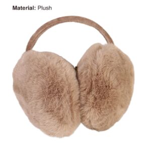 AkoMatial Ear Warmers for Women, Plush Cute Ear Muffs Lightweight Winter Behind The Head Earmuffs for Running Riding Hiking Camel