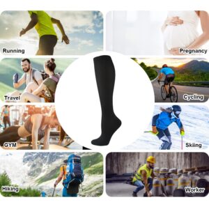 HYCOPROT Compression Socks for Women & Men Circulation (3 Pairs) 15-20 mmHg for Athletics Running Nurses Pregnancy Travel