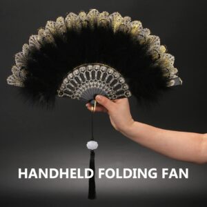 Zerodeko Fan Chinese Folding Hand Fan Flapper Fan Lace Hand Fan Lace Folding Fans Vintage Folding Fans Bridemaids Fan Photo Prop Girl Plastic Court Fan Chinese Style