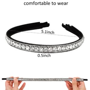 Wecoe Rhinestone Headband Silver Bling Sparkly Diamond Hair Band for Bridal, Birthday, Holiday, Homecoming Women's Gifts