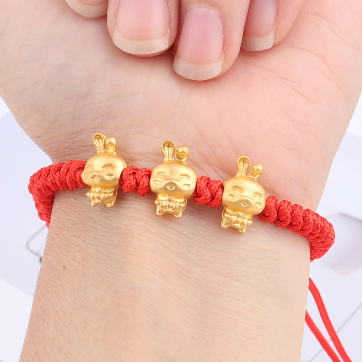 Ronglry Chinese New Year of The Rabbit 2023 Bracelet New Year Red String Bracelet Chinese Zodiac Bracelet Rabbit Charms Handmade Braid Bracelets Good Luck Red String Rope Bracelet for Women Men, no