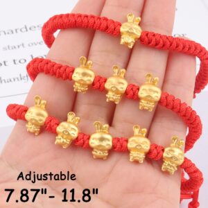 Ronglry Chinese New Year of The Rabbit 2023 Bracelet New Year Red String Bracelet Chinese Zodiac Bracelet Rabbit Charms Handmade Braid Bracelets Good Luck Red String Rope Bracelet for Women Men, no