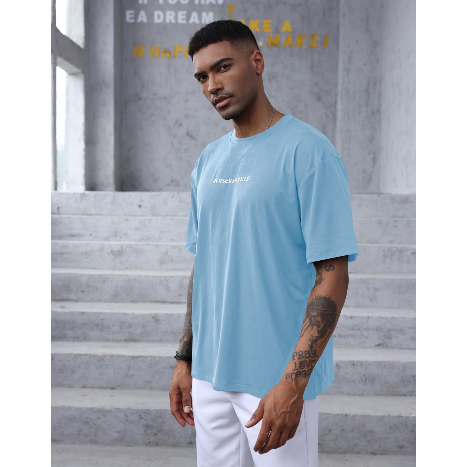 YawYews Men’s Fashion Athletic T-Shirts Short Sleeve Casual Tee Plain Loose Workout Gym Streetwear Shirts Blue