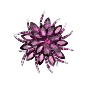 pin back three colors gold plated rhinestone crystal bouquet flower scarf pin & brooch turtle brooch (purple, one size)