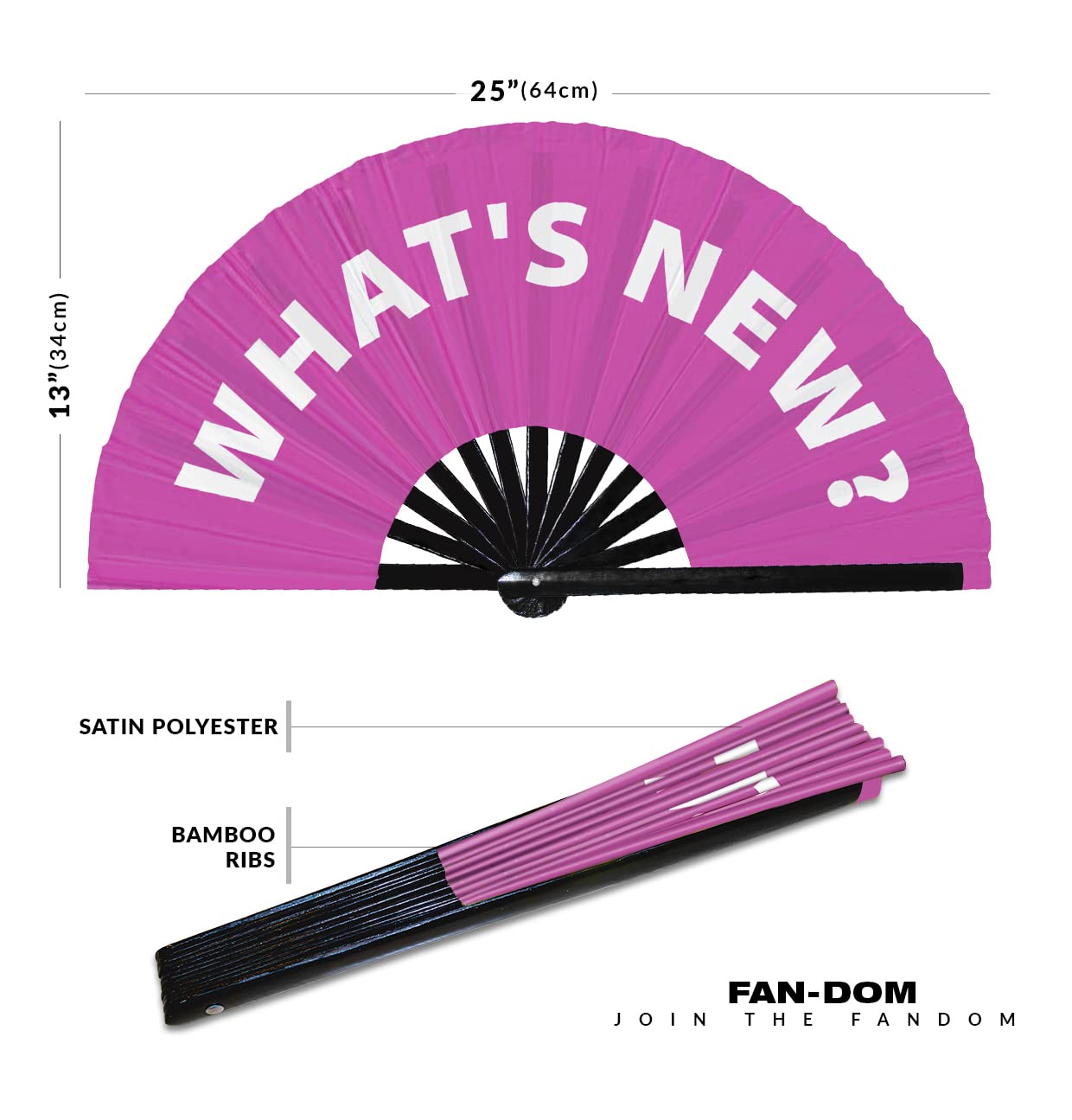 What's New? hand fan foldable bamboo circuit hand fan funny gag slang words expressions statement gifts Festival accessories Rave handheld Circuit event fan Clack fans (Pink)