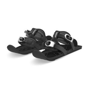 Snowfeet Mini Kids | Shoe Size < 6 US | Mini Ski Skates for Snow | Skis for Winter Shoes | Short Snowskates Snowblades Skiboards | The Real Original (Black)