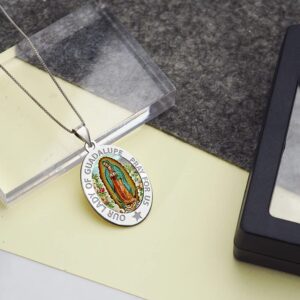 PicturesOnGold.com Our Lady of Guadalupe Color Laser Religious Medal OVAL EXCLUSIVE-14k Yellow Gold - 2/3 x 3/4 Inch with Engraving