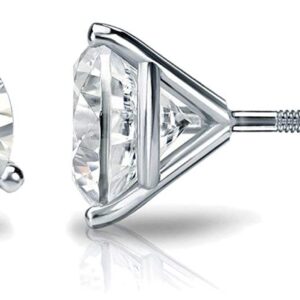 Diamond Wish IGI Certified 4 Carat Lab Grown Diamond Round Stud Earrings for Women in 14k White Gold (H-I, VS1-VS2, cttw) 3-Prong Martini Screw Back