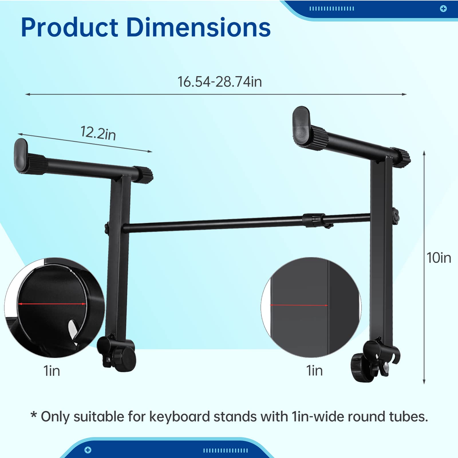 Anjetan Second Tier Keyboard Stand, Extension Adapter for Keyboard Supports with Adjustable Width, Universal Iron Extension Stand for Electronic Organs