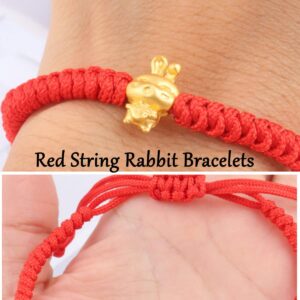 Ronglry Chinese New Year of The Rabbit 2023 Bracelet New Year Red String Bracelet Chinese Zodiac Bracelet Rabbit Charms Handmade Braid Bracelets Good Luck Red String Rope Bracelet for Women Men, no