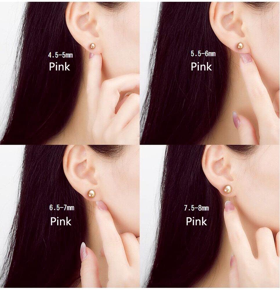 3 Pairs 9mm AAA+ Handpicked Freshwater Cultured Pearl Stud Earrings In Sterling Silver, White/Pink/Light-Pruple Pearl Stud Earrings Set For Women Multipack