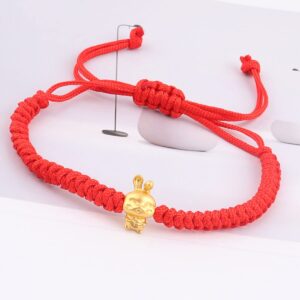 Ronglry Chinese New Year of The Rabbit 2023 Bracelet New Year Red String Bracelet Chinese Zodiac Bracelet Rabbit Charms Handmade Braid Bracelets Good Luck Red String Rope Bracelet for Women Men, no