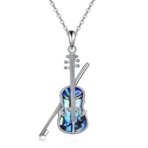 YAFEINI Violin Necklace 925 Sterling Silver Violin and Violin Bow Pendant Jewelry Music Gifts for Women Violinist