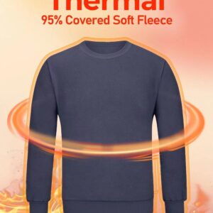 Boladeci Mens Sweatshirts Crewneck Fleece Lined Pullover Essentials Plain Soft Warm Winter No Hood Blank Navy Long Sleeve Shirts for Men Athletic Tops