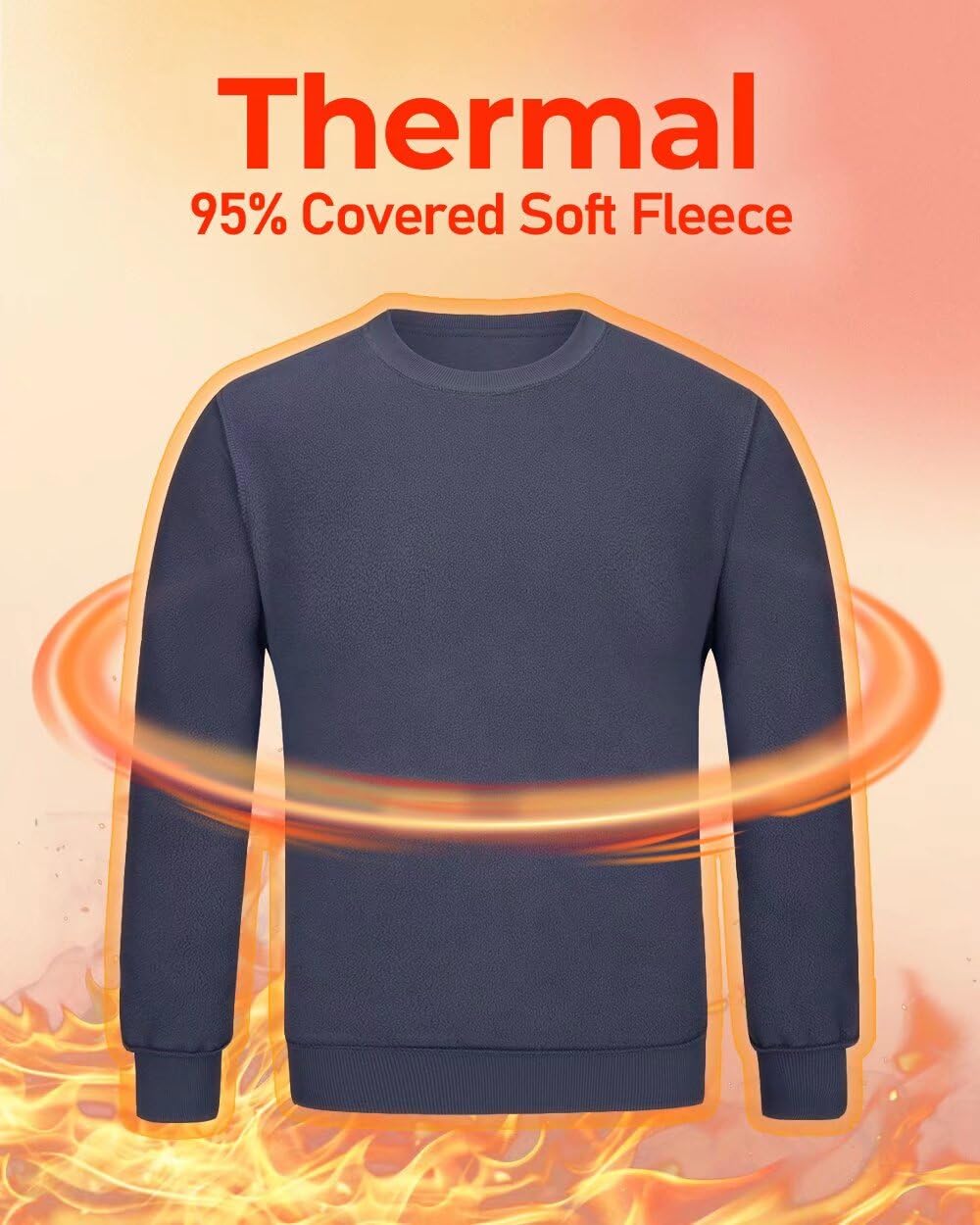 Boladeci Mens Sweatshirts Crewneck Fleece Lined Pullover Essentials Plain Soft Warm Winter No Hood Blank Navy Long Sleeve Shirts for Men Athletic Tops