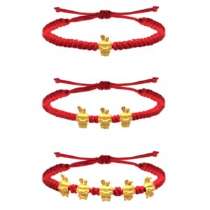 Ronglry Chinese New Year of The Rabbit 2023 Bracelet New Year Red String Bracelet Chinese Zodiac Bracelet Rabbit Charms Handmade Braid Bracelets Good Luck Red String Rope Bracelet for Women Men, no