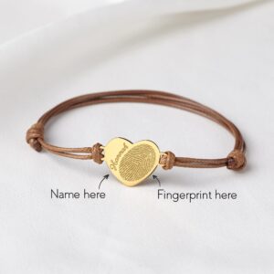 Centime Thumbprint Bracelet Memorial, Fingerprint Jewelry, Mom Jewelry Gifts, Memorial Gifts for Loss of Mom, Sympathy Gifts, 925 Sterling Silver, 18K Gold Plated