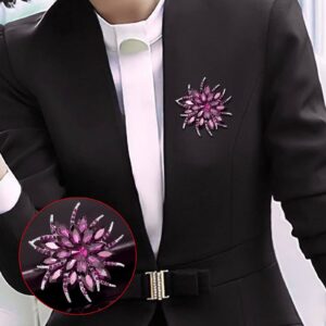 Pin Back Three Colors Gold Plated Rhinestone Crystal Bouquet Flower Scarf Pin & Brooch Turtle Brooch (Purple, One Size)