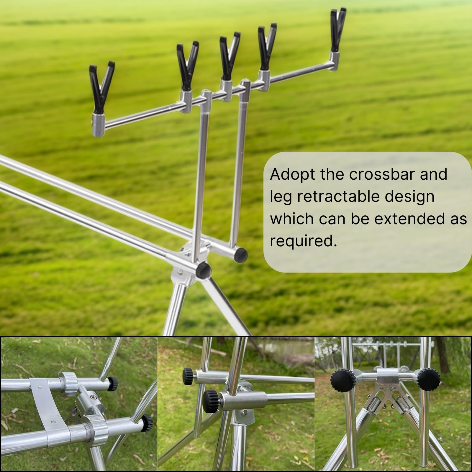 Retractable Fishing Rod Pod Stand Holder Detachable Design Aluminium Alloy Casting Rods Carp Tackle Tools Accessory