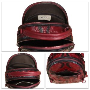 Genuine Leather Backpack for Women Crossbody Shoulder Bag Vintage Rucksack Fashion Knapsack Purse Daypack Bag (Red)