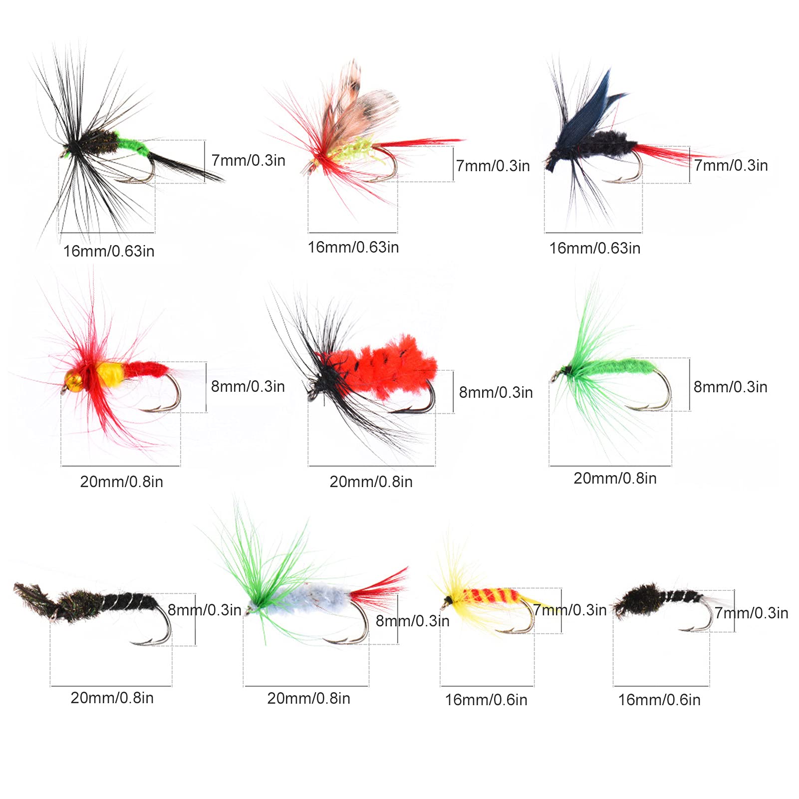 100 Pcs Fly Fishing Lure Simulation Insect Exquisite Water Outside Flying Bait Tool Lures Hook with Accessory