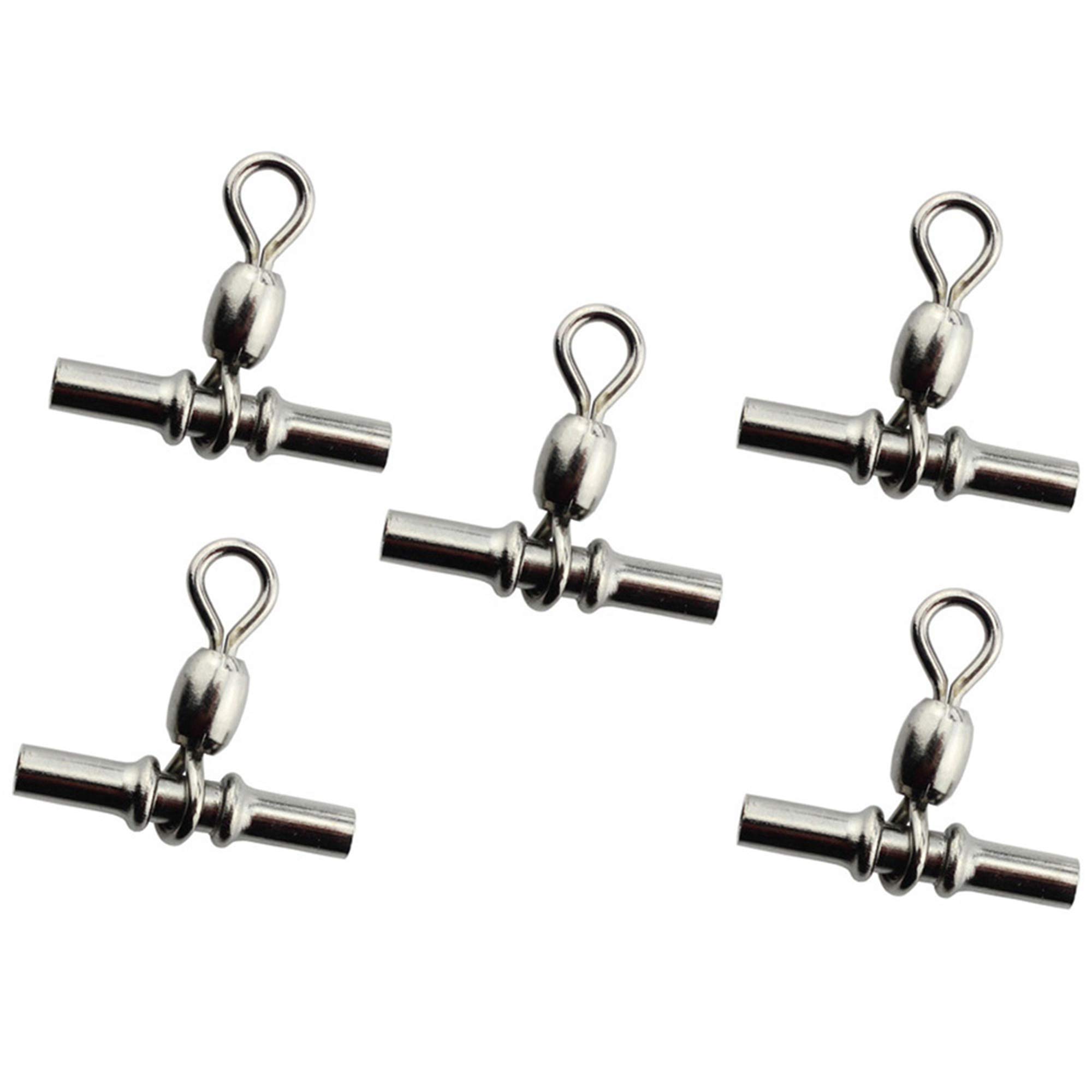 30Pcs Crimp Fishing Sleeve Swivel 3 Way Triple Fishing Swivels T Shape Fishing Swivel Tackle Connector (3#)