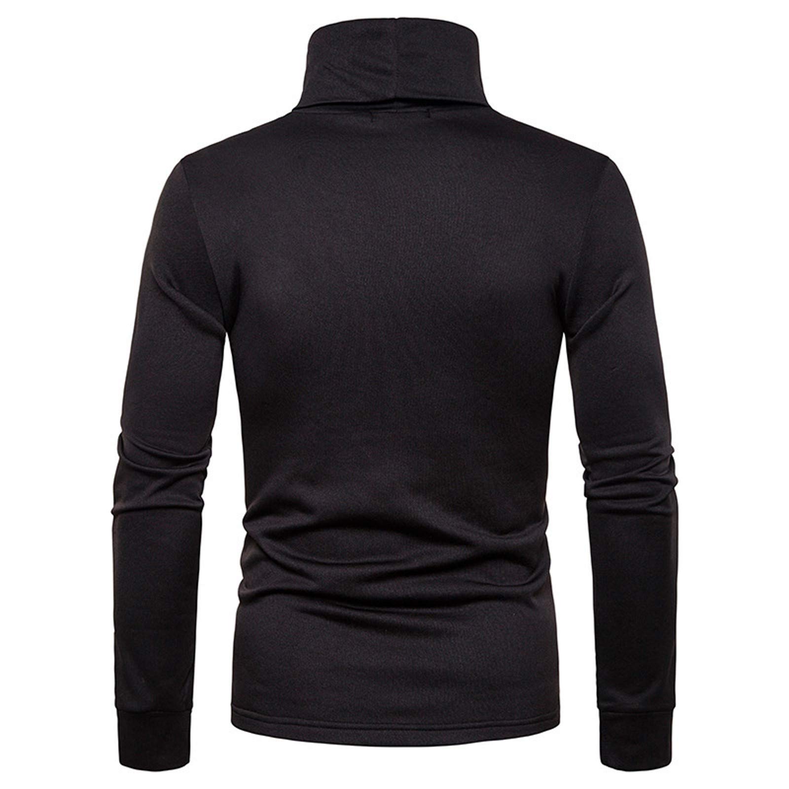 F_Gotal Mens Shirt Men's Casual Slim Fit Basic Tops Knitted Thermal Turtleneck Pullover Sweater Tops