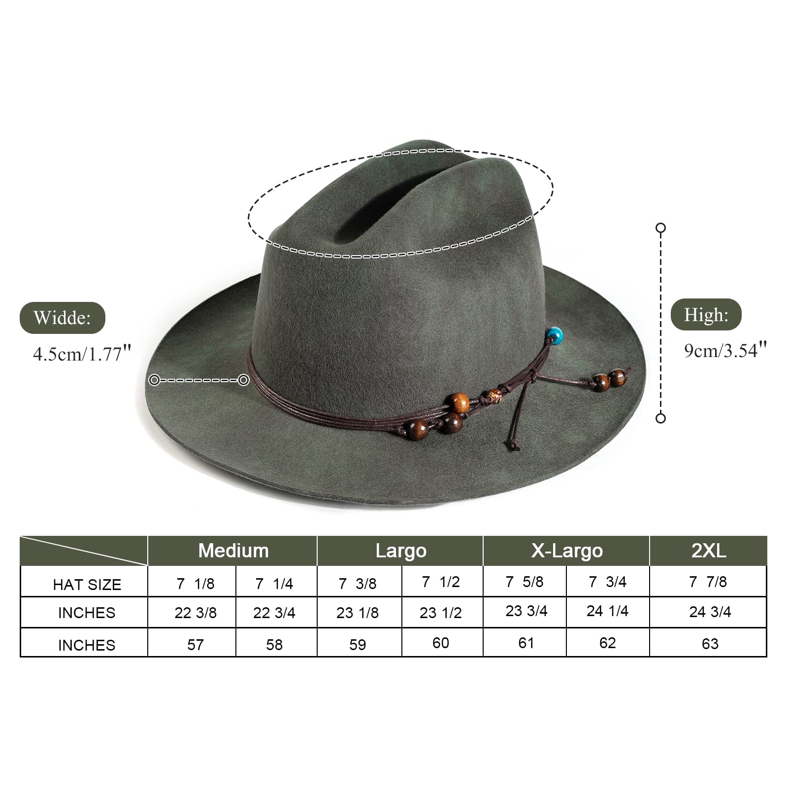 Open Road Hat Fedora Hat Pure Wool Felt Hat Vintage Rancher Hat Airway Vented Panama Hats for Men Women