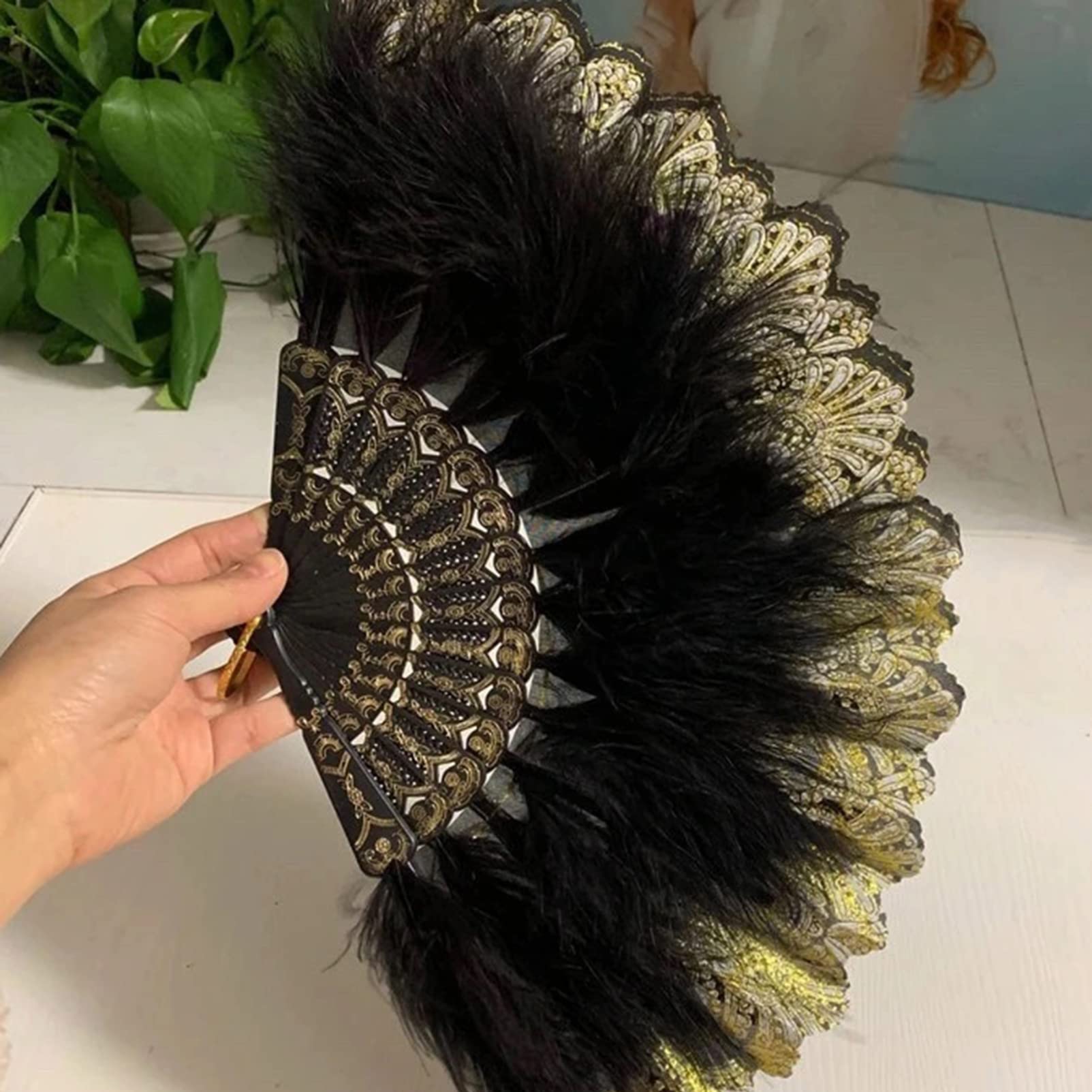 Zerodeko Fan Chinese Folding Hand Fan Flapper Fan Lace Hand Fan Lace Folding Fans Vintage Folding Fans Bridemaids Fan Photo Prop Girl Plastic Court Fan Chinese Style