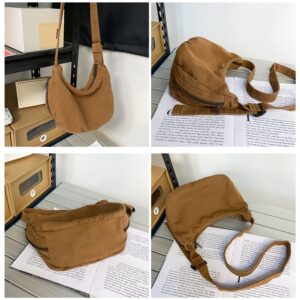 FRVXO Vintage Messenger Bag Travel Satchel Cute Shoulder Bag with Zipper Canvas Crossbody Bags for Women (Brown)