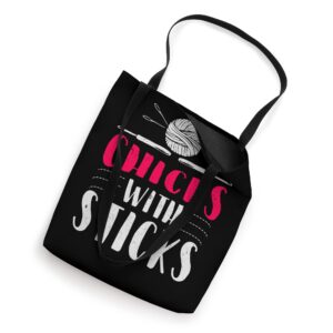 Knitting Chicks With Sticks Wool Craft Tote Bag