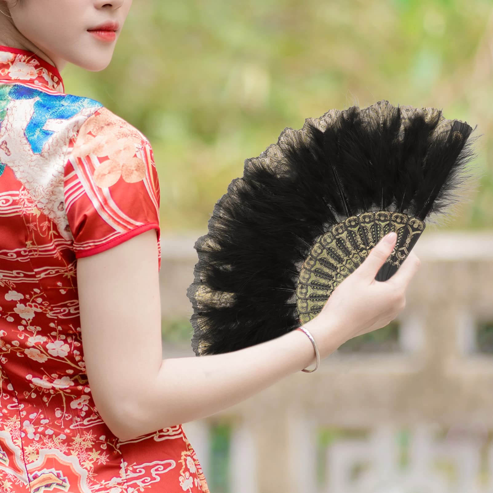 Zerodeko Fan Chinese Folding Hand Fan Flapper Fan Lace Hand Fan Lace Folding Fans Vintage Folding Fans Bridemaids Fan Photo Prop Girl Plastic Court Fan Chinese Style