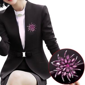 Pin Back Three Colors Gold Plated Rhinestone Crystal Bouquet Flower Scarf Pin & Brooch Turtle Brooch (Purple, One Size)