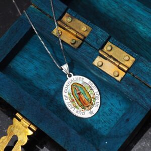 PicturesOnGold.com Our Lady of Guadalupe Color Laser Religious Medal OVAL EXCLUSIVE-14k Yellow Gold - 2/3 x 3/4 Inch with Engraving