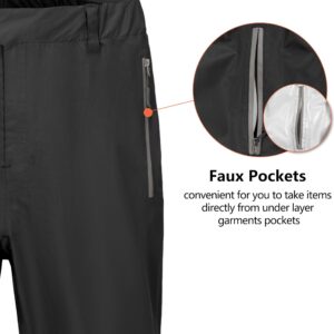 Little Donkey Andy Men's Waterproof Rain Pants Windproof Overpants Lightweight Outdoor Trousers for Hiking Golf Fishing Black XL