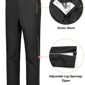 Little Donkey Andy Men's Waterproof Rain Pants Windproof Overpants Lightweight Outdoor Trousers for Hiking Golf Fishing Black XL