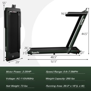 Under Desk Treadmill, Superfit 2 in 1 Walking Pad Treadmill Under Desk for Office Home Use, Portable Desk Treadmills with Remote Control, LED Display for Walking and Jogging