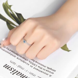 March Birthstone Stacking Rings for Women S925 Sterling Silver, Blue Stackable Ring Knuckle Ring Promise Band Size 8 for Friends, Christmas Anniversary Birthday Gifts Jewelry