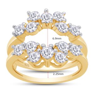 SAVEARTH DIAMONDS 1 1/3 ctw Round Lab Created Moissanite Diamond Sunburst Halo Guard Enhancer Ring For Women 14K Yellow Gold Over Sterling Silver (1.33 Ctw)-8