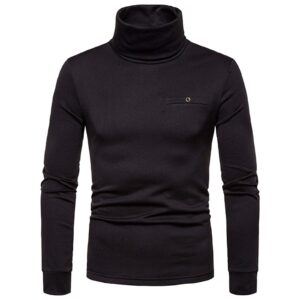 f_gotal mens shirt men's casual slim fit basic tops knitted thermal turtleneck pullover sweater tops