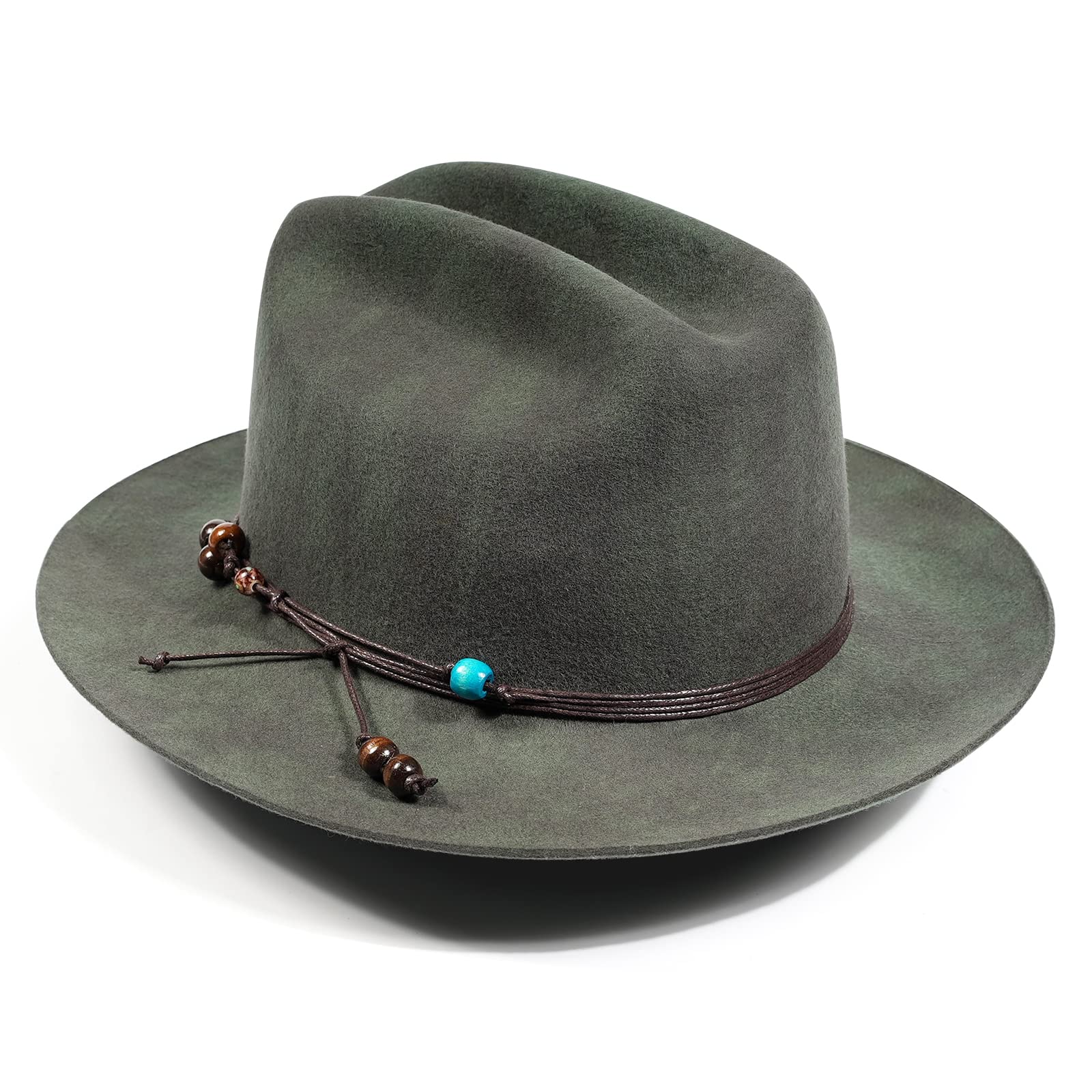 Open Road Hat Fedora Hat Pure Wool Felt Hat Vintage Rancher Hat Airway Vented Panama Hats for Men Women