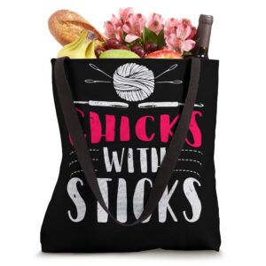 Knitting Chicks With Sticks Wool Craft Tote Bag